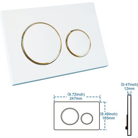 Panneau Caché Blanc Anneau D'or Brillant Bouton De Remplissage De Toilette-
