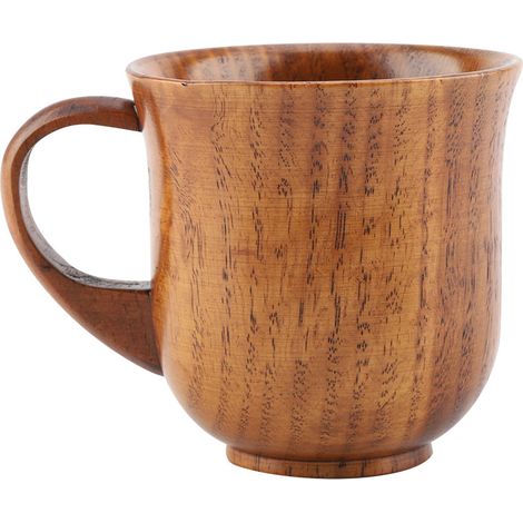 Tasse portable en bois naturel avec anse, tasse à thé, à café, à bière ou à jus (2) (1/5)