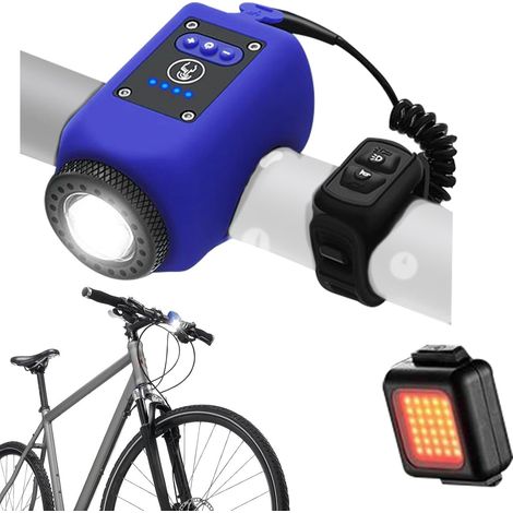 Klaxon 120 DB pour Vélo Angle de Vision 180°, USB Rechargeable, Étanche Éclairage Vélo pour Conduite Ensemble Phare Feu Arrière, Alerte Lumineuse pour Cyclisme, Randonnée (1/5)