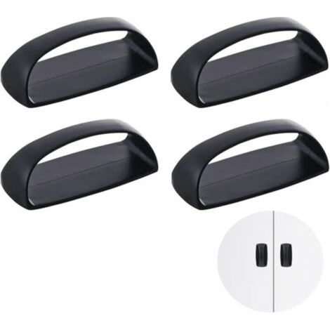 QORVA-4 pcs Poignée Autocollante Porte Coulissante Poignées de Placard Auto-Adhésives Meuble Pour Fenêtre Tiroir Armoire Réfrigérateur Auxiliaire (Noir)