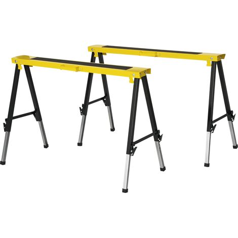 Lot de 2 supports de travail pliables et portables avec plateaux antidérapants. jaune et noir. pour le bricolage (1/5)