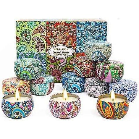 Bougies parfumées Dsclavacy, coffret cadeau femme, 12 bougies de 71 g (2,5 oz) en cire de soja naturelle, longue durée, format voyage, idéales pour l'aromathérapie et les cadeaux d'anniversaire. (1/3)