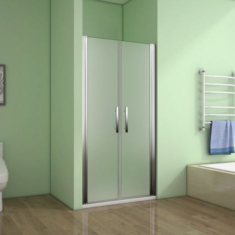 [PRODUIT D'OCCASION]AICA Porte de douche 120x185cm verre satiné et anticalcaire porte battante en niche