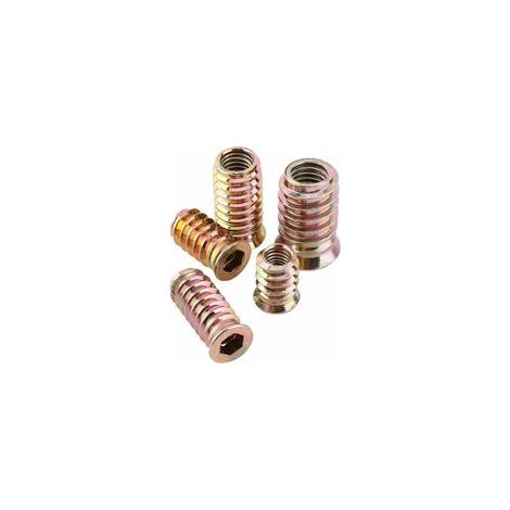 M8 x 25mm insert fileté, insert bois, Écrous à Visser, Écrou hexagonal fileté en alliage de zinc, Douille hexagonale à visser(100pcs)