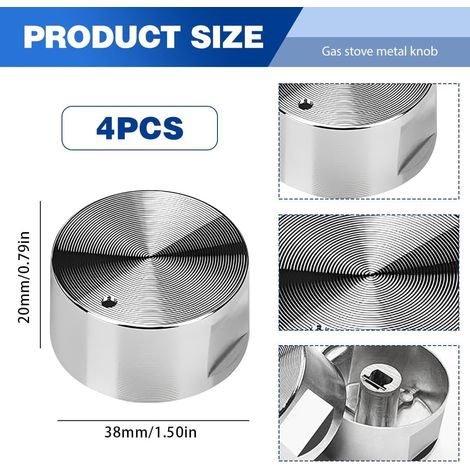 Bouton Gaziniere Universel, 4 Pièces En Métal Avec Alésage De 6Mm Pour Four Cuisinière Et Plaques Chauffantes (1/4)
