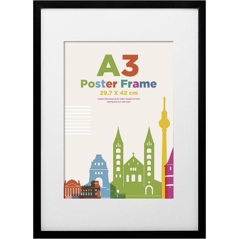 Egofine Bilderrahmen A3 Holzrahmen Acrylglas MDF Schwarz (1/5)