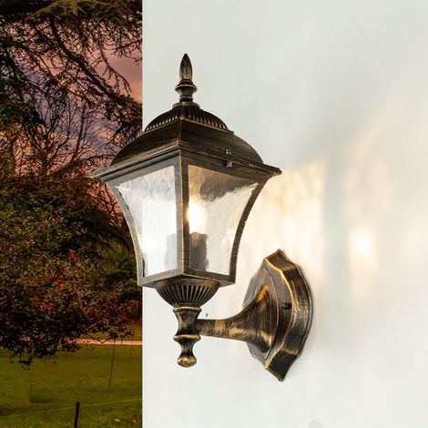 parete lampada esterna luce metallo vetro Toscana antikgold Ø20,5cm L: 20 cm B: 14.5 cm H: 37cm IP43 (1/5)