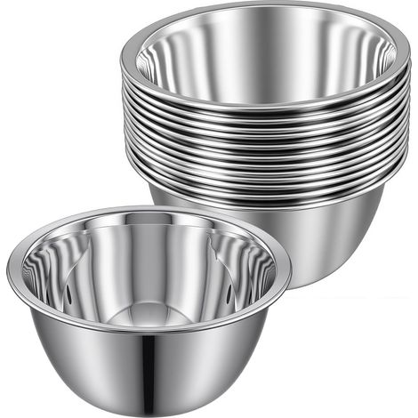 Lot de 12 Bols Inox 13,5 cm - Acier Inoxydable Argenté pour Sauce Tapas Apéritif (1/5)