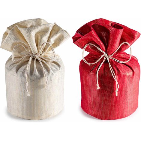 Sacchetti portapanettone in stoffa con lurex dorati, set da 4 pezzi, Ø21cmx33H (al tirante21)