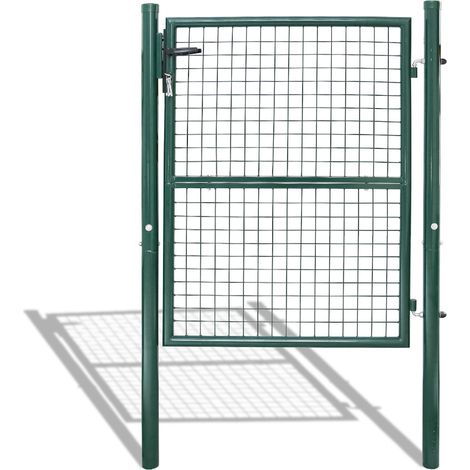 SWANEW Cancello da giardino in acciaio zincato, recinzione Con serratura e 3 chiavi Cancello da giardino 150100CM Vert (1/5)