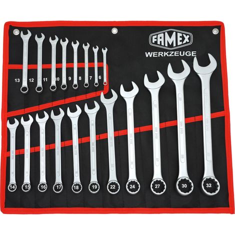 FAMEX 10349-19 Jeu de clés mixtes avec poche - 19 pcs