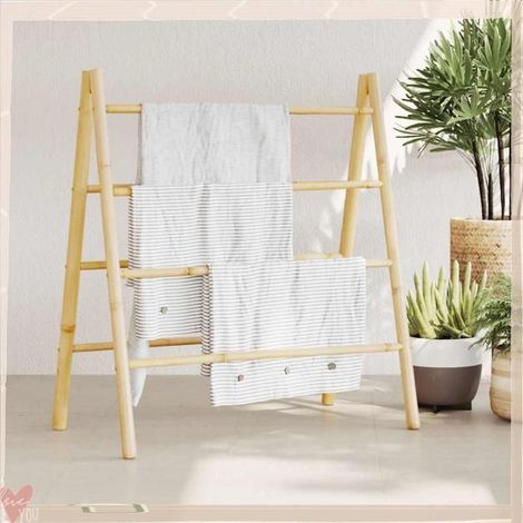 368036 échelle à serviettes double avec 4 échelons 90x50x100 cm bambou (1/5)
