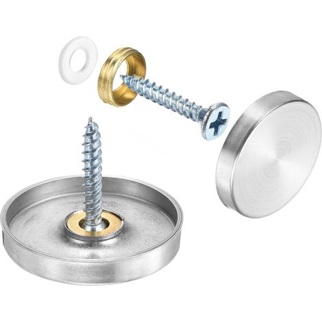 8 Pcs Cache Vis Miroir, Capuchons Décoratifs en Acier Inoxydable pour Vis de Miroir, Fixations de Vis de Miroir pour Signalétique, Diamètre de 30mm, Argent (1/5)