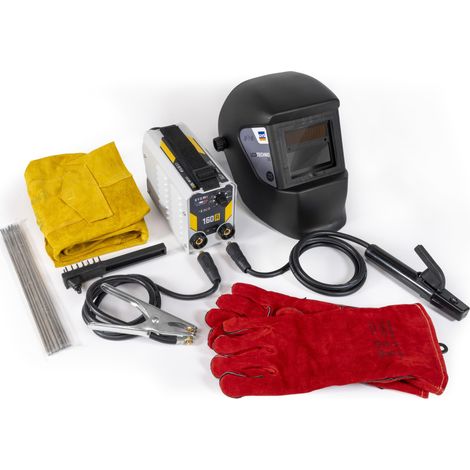 Poste à Souder à l'Électrode Enrobée 160A Monophasé 230V (MMA), Avec Masque LCD TECHNO 11, Porte-électrode, Câble de Masse, 10 Éléctrodes Ø2,5mm, Marteau/Brosse, Gants, Tablier (1/5)