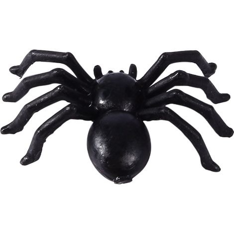 50 realistische schwarze Plastikspinnen, 2 cm, für Halloween-Dekorationen und Streiche (1/5)