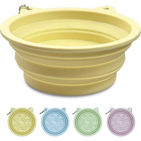 Collapsible Dog Water Bowl 650ml, Slow Feeding Dog Travel Bowl for Healthy Eating, Suitable for Camping, Hiking and Walking (Yellow) (1/5)