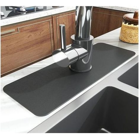 Csparkv – Tapis super absorbant pour évier 38x13.8cm – Gris foncé – Séchage rapide – Empêche éclaboussures – Accessoire de rangement cuisine (1/4)