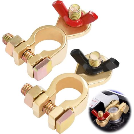 Sollbry Voiture Connecteur En Laiton Pince 12v/24v Cosse Batterie De Avec écrou à Oreilles Bornes Pour Automobiles, Motos Et Véhicules Electriques (1 Pair) (1/5)