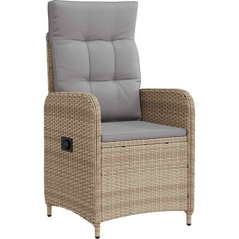 Reclining Garden Chair Beige and Light Grey vidaXL