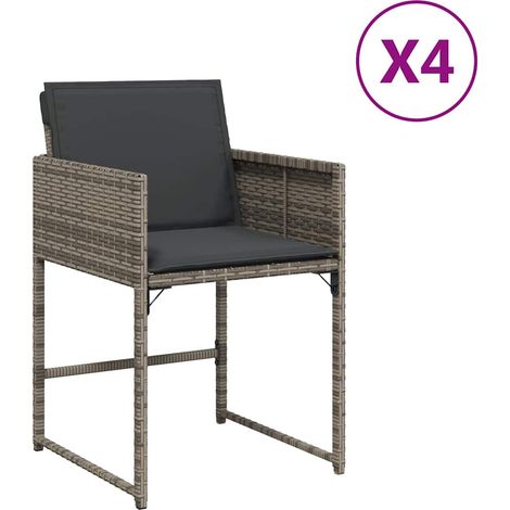 Maison Exclusive - Gartenstühle mit Kissen 4 Stk. Grau Poly Ratta