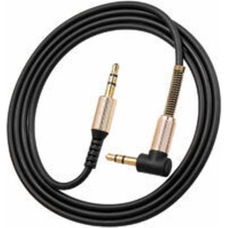 3.5Mm Audio Cable Jack Male A Male 90 Degres Angle Droit Stereo Voiture Telephone Portable Auxiliaire Extension Cable Audio, Noir, Noir, 1M (1/4)