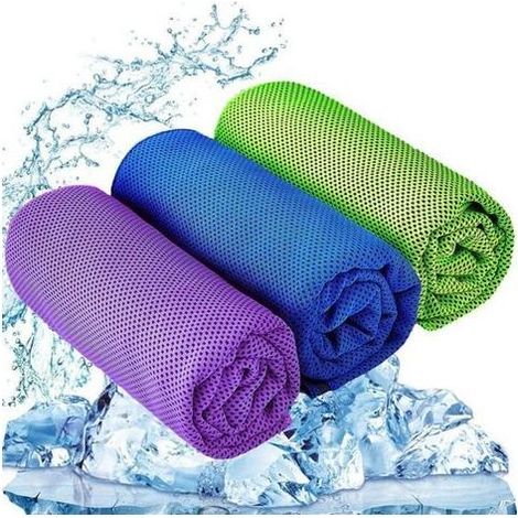 Serviette rafraîchissante en microfibre (100 x 30 cm) pour le cou, le yoga, le golf, la salle de sport et activités. (1/4)
