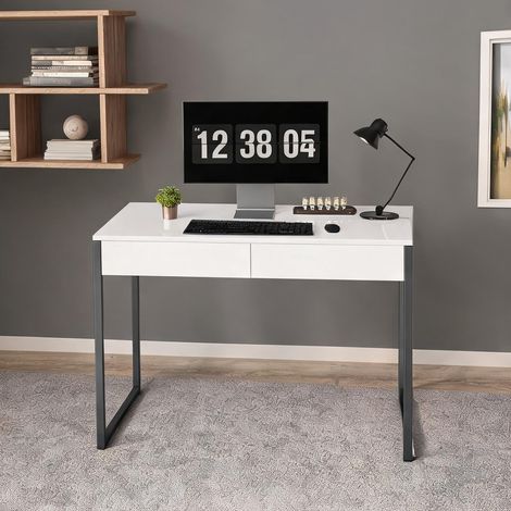 Bureau coloris noir en acier MDF 100 x 50 x 75 cm (1/5)