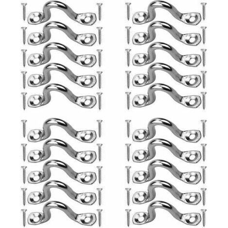 Accessoires pour remorque,20 Pièces Plaque Oeillet Acier Inoxydable, Boucles De Pont pour Kayaks Pontet INOX, Forme à Bosse Boucle Fixe, Pontet INOX Oeil Plaques, avec 40 Pièces Vis, pour Kay (1/5)