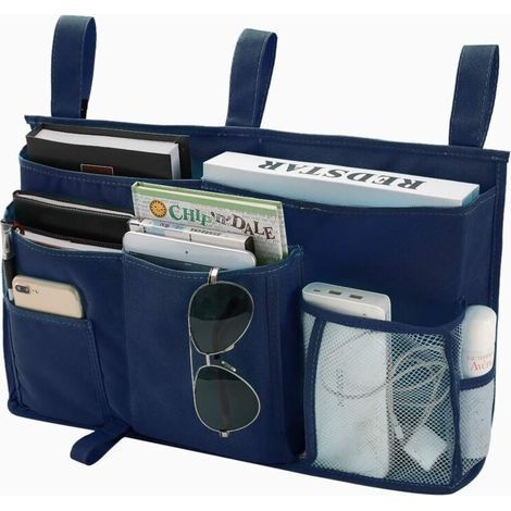 1 Bunk Bed Storage Bag(Navy Blue), Hanging Bed Storage Bag, 8 Pockets, for College Dorm Bed, Hospital Bed, Baby Crib Bars, 600D Cloth (1/5)