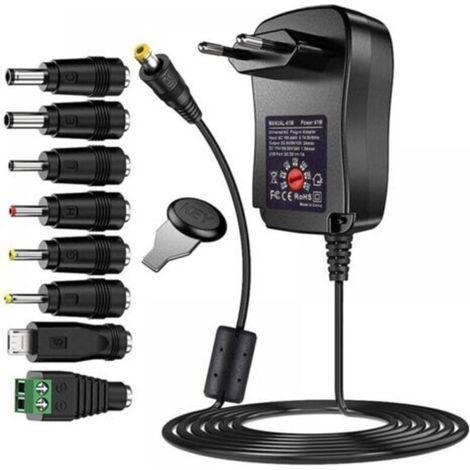 41W Universel AC DC Adaptateur d'alimentation 6V 9V 12V 15V 18V 20V et 24 V avec 8 Connecteurs d'adaptateur Sélectionnables, 123cm Câble de Chargement