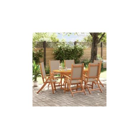 Ensemble à manger de jardin 7pcs bois d'acacia solide textilène