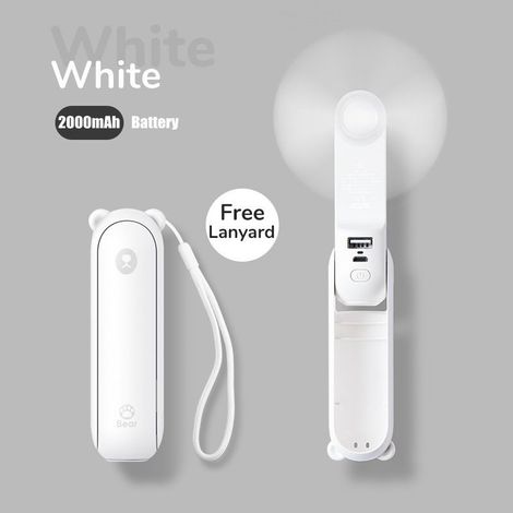 Mini ventilateur portable, ventilateur de poche 3 en 1, petit ventilateur de poche portable rechargeable par USB, ventilateur alimenté par batterie [14-21 heures de travail] avec banque d'alimentation (1/5)