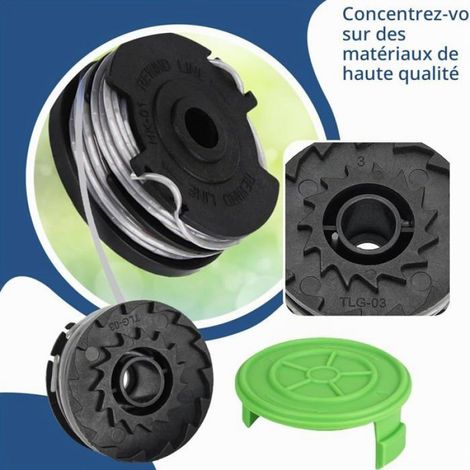 Bobine De Fil - 2 Couvercles - Compatible Avec Debroussailleuse Greenworks G40LT G40LTK2 G40LTK2X 2101507 2101507UA 2101507UC - Lot De 6 (1/5)