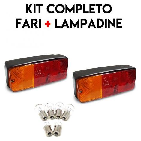COPPIA FANALE FARO POSTERIORE TRATTORE CARRELLO RIMORCHIO + LAMPADINE 20179/2 (1/5)