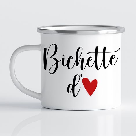 Tasse - Mug Émaillé - Bichette d'amour - MUG BORD NOIR (450 ml) (1/3)