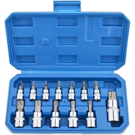 Coffret de 13 douilles Torx T8 - T70 embouts de tournevis femelles en acier au chrome vanadium 1/4\ (1/5)