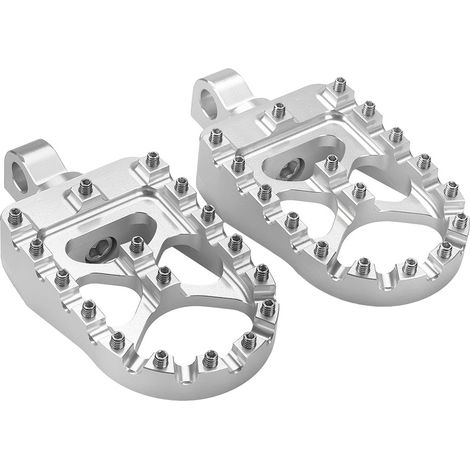 Reposapiés para motocicleta, rotación de 360°, diseño antideslizante, color plata. (1/2)