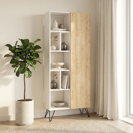 Bücherregal Jedda Weiße Eiche Melamin 79x190x32 cm