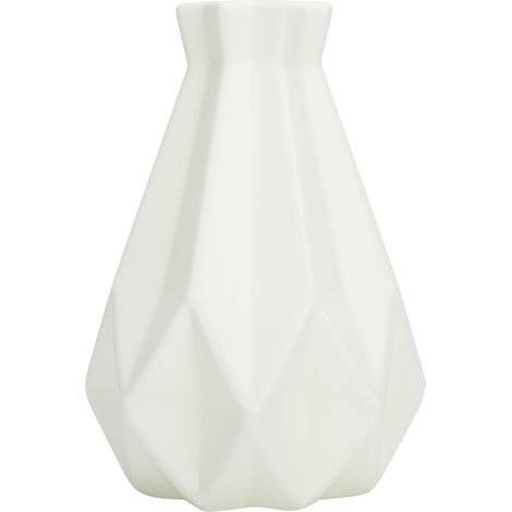 Vase fleurs géométrique minimaliste en plastique imitation céramique pour salon table.