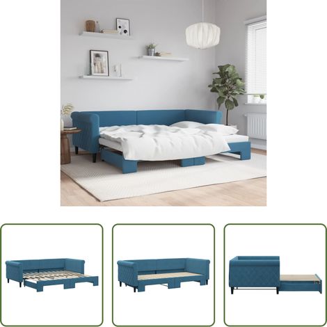 vidaXL Sofa-Bett - Tagesbett Ausziehbar Blau 90x200 cm Samt (1/5)