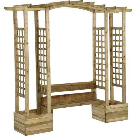 Garten-Pergola mit Bank & Pflanzkübeln Kiefernholz Imprägniert vidaXL (1/5)