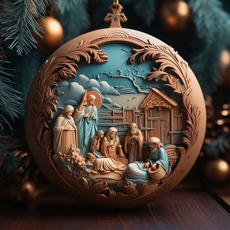 Nativity Scene Ornament - Acrylic Christmas Tree Decoration - Religious Nativity Hanging Ornament - 8 x 8 cm - 1 Piece (1/5)