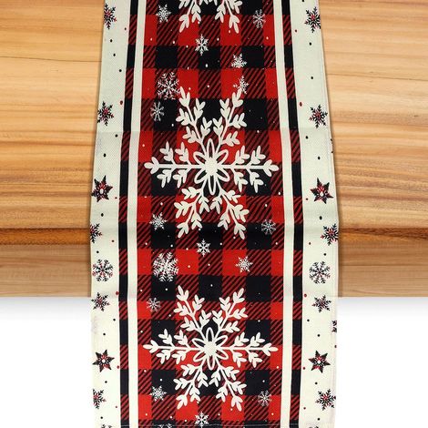 Chemin de Table Noël, 183x33cm Motif Flocon Décoration Hiver Festive pour Cuisine Salle à Manger Fête Saison Maison (1/5)