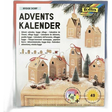 Folia Adventskalender aus Kraftpapier 24 Häuschen
