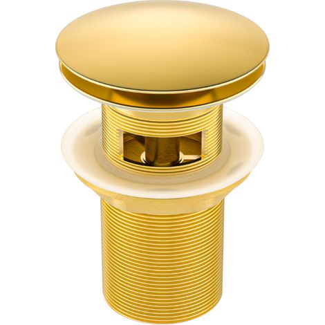Tappo per lavabo in ottone Klik Klak con troppopieno, oro (1/5)