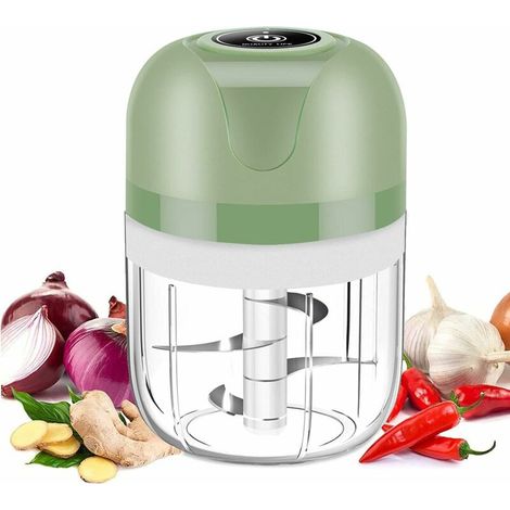 royaluxe - Hachoir à Viande Electrique,Mini hachoir électrique, 250 ml, hachoir de cuisine électrique avec chargeur USB, hachoir à oignons avec 3 lames