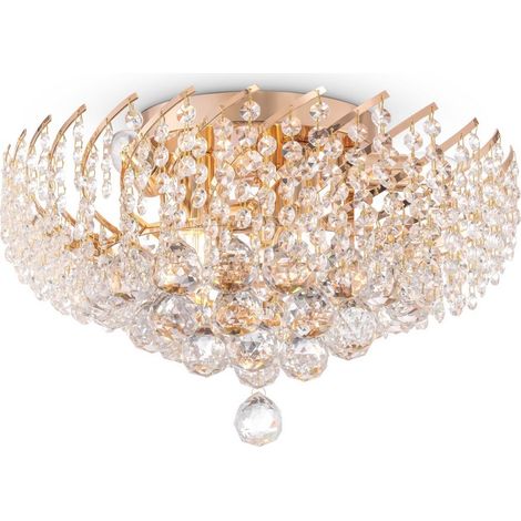 Karolina Plafonnier semi-encastré or et cristal, 6 lumières, E14
