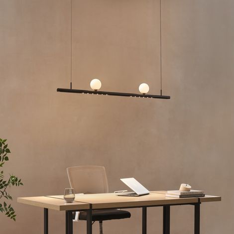 Schwarze Hängeleuchte mit Magnetsystem 2 LED-Profilen und 2 Kugeln 18W - Lyne