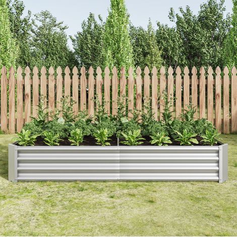 Jardinera elevada 180x90x30 cm de metal galvanizado plateado, sin fondo (1/5)