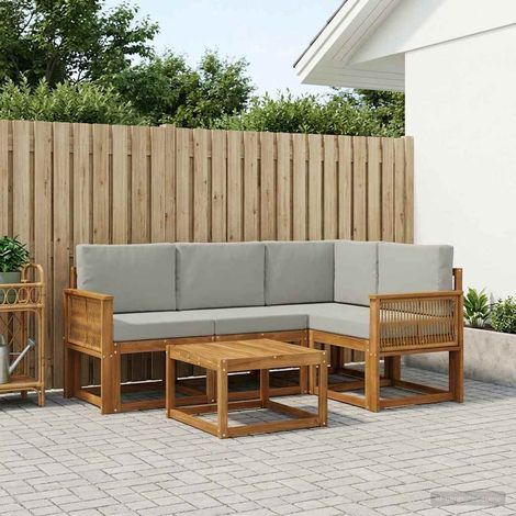 vidaXL Set di divani da esterno 5 pcs Naturale e Grigio Chiaro
